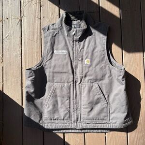 Carhartt Sherpa Lined Duck Canvas Vest Mens Size 2XL Gray Full Zip 104277 GVL